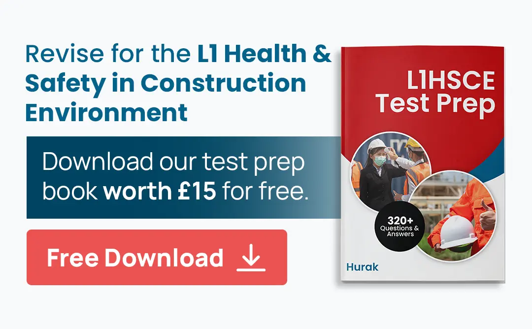 Free L1HSCE Test Prep book for Level 1 Health and Safety in Construction Environment containing 320+ questions and answers.